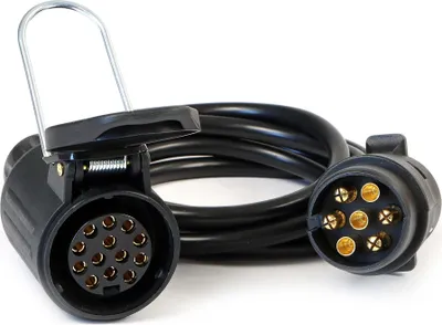 Produktbild von Wiltec Verlängerungskabel 2 m 7-polig auf 13-polig, Anhängerkabel PVC, Elektrokabel Stecker & Buchse, Verlängerungskabel für Anhänger und Wohnwagen