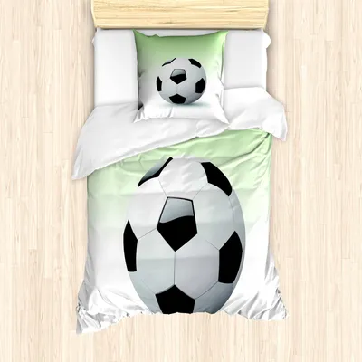 Produktbild von ABAKUHAUS Sport Mantele, Fußball Fußball-Spielball, Milbensicher Allergiker geeignet mit Kissenbezügen, 135 cm x 200 cm - 80 x 80 cm, Schwarz und weiß