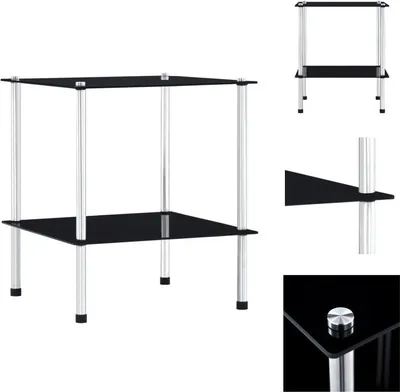 Obrázek produktu pro vidaXL Regál se 2 policemi černý 40x40x47 cm z tvrzeného skla - Knihovny a regály