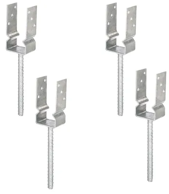 Produktbild von Alberts 4 x U-Pfostenträger zum Einbetonieren, Riffelstahl-Betonanker, 71x71 mm, feuerverzinkt