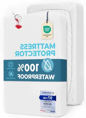 Zdjęcie produktu dla Ochraniacz na materac wodoodporny - pokrowiec ochronny na materac - higiena materaca - oddychający, hipoalergiczny - 180 x 200 cm - biały