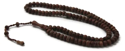 Tasbih aus Wacholderholz, 99 Perlen, mit Zähler, braun
