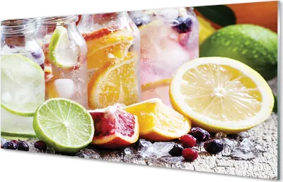 Produktbild von Glasbilder 120x60 Wandkunst Gläser Fruchtcocktail Eis