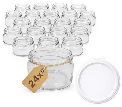 Produktbild von ART TWIST HOME Einmachgläser mit Schraubdeckel 24x 250 ml – Vorratsgläser Glasbehälter Vielseitige Robuste aus Dickem Glas - perfekt für Marmeladen Honig Säfte Gurken Konfitüren und Vorratshaltung