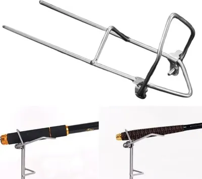 Produktbild von 2er Set Angelrutenhalter Boden | Rutenhalter aus Metall - Rutenständer [24 cm x 6,5 cm] - Rutenablage mit U-Form Erdspieß | stabiler Halter für diverse Angelruten | Zubehör für Angler - Rutenauflage