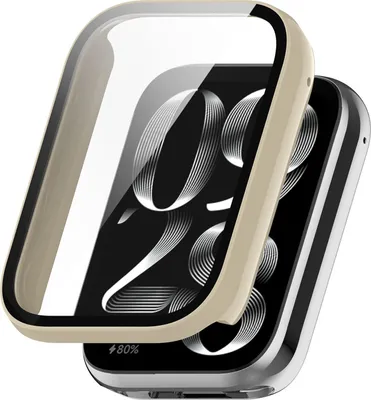 Image de Étui en plastique avec verre de protection pour Xiaomi Mi Band 8 Pro, couleur crème