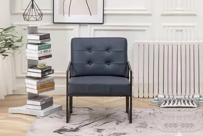 Immagine prodotto di Poltrona 1 posto tessile nero gambe in metallo soggiorno sala da pranzo