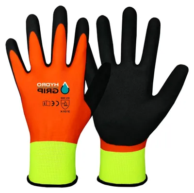 Produktbild von HydroGrip 2 Paar Schutzhandschuhe - Arbeits-Handschuhe gegen Nässe - wasserfest beschichtet - 10/XL (2er Pack)