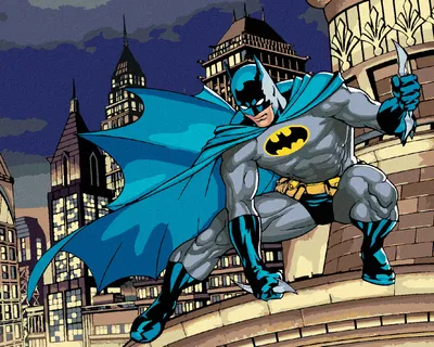Obrázok produktu pre Zuty - Maľovanie podľa čísel - BATMAN NA VRCHOLKU MRAKODRAPU, 40x50 cm, vypnuté plátno na rám