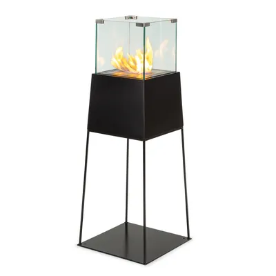 Produktbild von blumfeldt Firetower Ethanol-Kamin - Edelstahlbrenner mit 250 ml Volumen, bis zu 1,5 h Brenndauer, verbrennt geruchsneutral und rückstandsfrei, integrierte Löschhilfe, Flammenschutz, schwarz