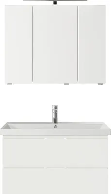 Produktbild von Pelipal Badmöbel-Set Serie 4035 BxHxT 90 x 200 x 45 cm Frontfarbe weiß mit Keramik-Waschtisch weiß, Waschtischunterschra