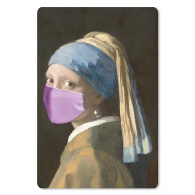 Produktbild von MuchoWow® Mauspad Mousepad Mädchen mit Perlenohrring - Vermeer - Mundschutz - Rosa 18x27 cm - Mousepads - Maus Mat - Pad - Mausunterlage