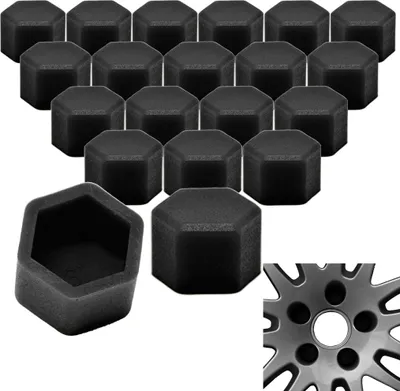 Produktbild von 20x Radschrauben Silikon Kappen Set Abdeckung SW17 17MM Schwarz kompatibel mit VW AUDI BMW MINI FORD OPEL