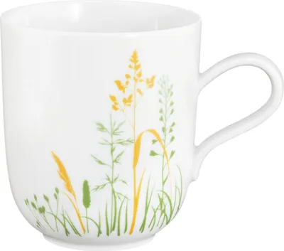 Produktbild von Kaffeetasse - Weiß - Grün - Gelb - 400 ml - Porzellan - Gräsermotiv