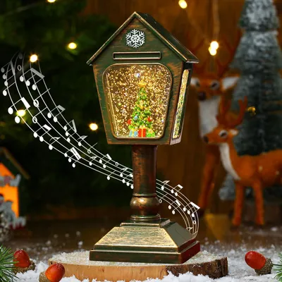 Schneekugel-Lantaarn mit LED und Musik, warmweiß, 1 Stück