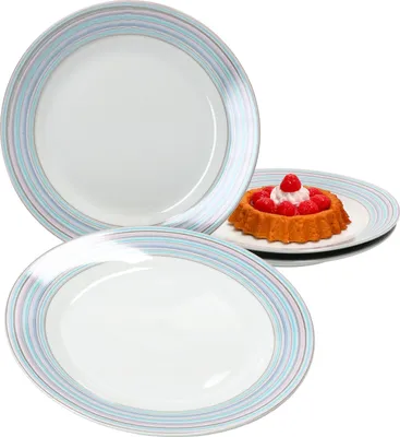 Obrázek produktu pro Ritzenhoff Doppio Circle Sada 4 talířů na dorty a dezertní talíře Line Decor Rings