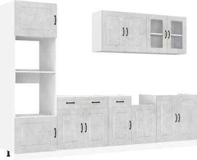 Produktbild von 7-tlg. Küchenschrank-Set Kalmar Betongrau Holzwerkstoff
