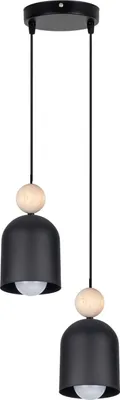 Produktbild von Pendelleuchte Metall B: 21 cm H: max. 95 cm Schwarz Natur E27 2-flammig