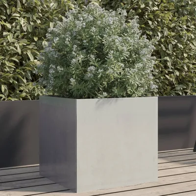 Produktbild von Design Pflanzkübel Silbern 42x40x39 cm Edelstahl, Gabionen 2024 Neu