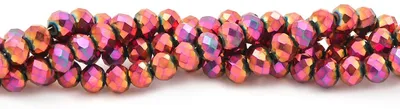 Produktbild von Vintageparts Glasschliffperlen rose und gold Rondelle 4 x 3 mm, 50 Stück