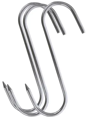 Obrázok produktu pre Hák na údenie – hák na mäso na údenie – nerezová oceľ – 3 kusy – 13,5 x 9 cm – strieborná farba