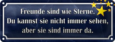 Produktbild von Blechschild Spruch 27x10cm Freunde wie Sterne sind immer da Dekoration