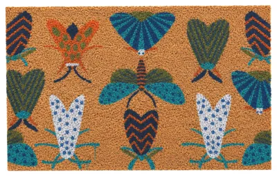 Immagine prodotto di Tappetino per esterni Relaxdays, fibra di cocco, 60x40 cm, motivo farfalla, antiscivolo, resistente alle intemperie, ideale come zerbino da interno ed esterno, disponibile in vari colori
