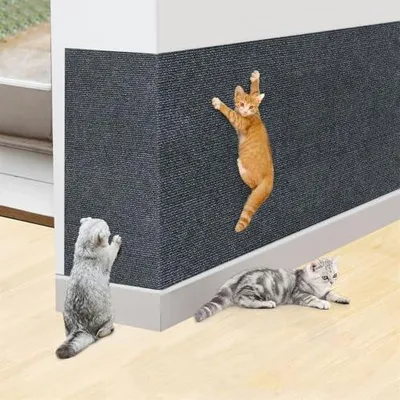 Produktbild von Katzen Kratzmatte, Anti-Kratz-M?belschutz, Selbstklebend Kratzmatte Katze, Kratzfestes Sofa kratzmatte Katze, Wiederverwendbar kratzteppich Katze fš¹r M?bel Couch Wand Tš¹r Schutz (Dunkelgrau,40*100 cm)
