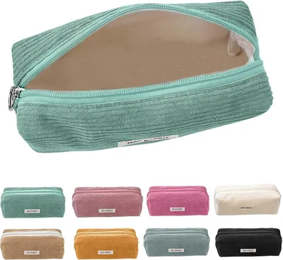 Imagen del producto de Estuche para bolígrafos de tela resistente, 19 x 7 x 6 cm, estuche grande para material de escritura y cosméticos
