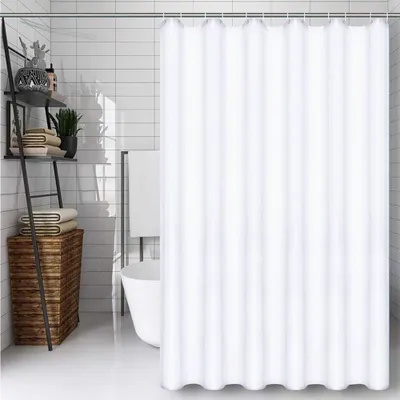 Produktbild von Duschvorhang 180 x 180 cm – Weiß, Duschvorhang mit 12 Duschringen, schimmelresistent und wasserabweisend, Polyester, waschbar