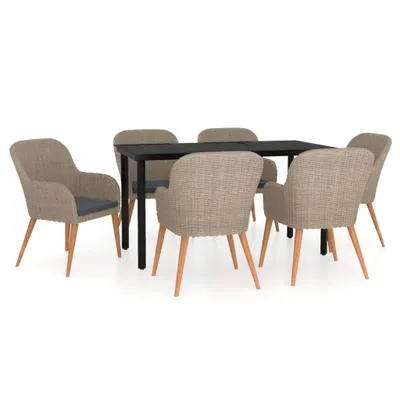 Produktbild von "SALE 2026" 7-tlg. Garten-Essgruppe - elegantes Design - Sitzgruppe/Gartenmöbel-Set - mit Kissen Braun - Terassenmöbel DEMöbel848827