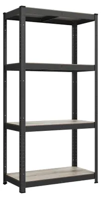 Obrázek produktu pro Stojanový regál – regál na knihy/spisy – 4 police – nastavitelné police – kovová konstrukce – 80 x 40 x 160 cm – nutná montáž – model GLR044 – černý