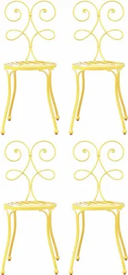Produktbild von Casa Padrino Jugendstil Gartenstuhl 4er Set Gelb H. 85 cm - Garten Möbel