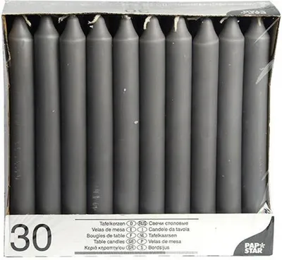 Produktbild von Papstar Tafelkerzen Ø 2,15 cm · 19,6 cm grau, 4 x 30 Stück