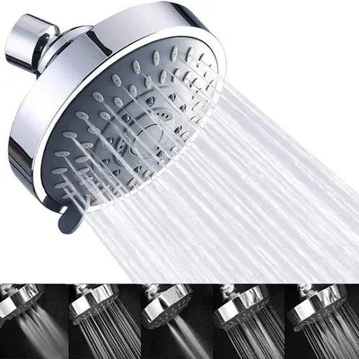 Obrázek produktu pro Nastavitelná sprchová hlavice s 5 polohami, s ochranou proti usazování vodního kamene, leštěný chrom, 10,4 cm