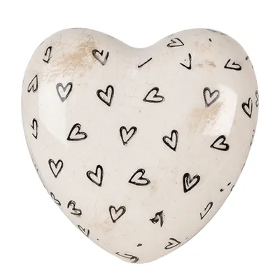Immagine prodotto di Clayre & Eef Decorazione Cuore 11x11x4 cm Beige Cuori in Vetroceramica nera