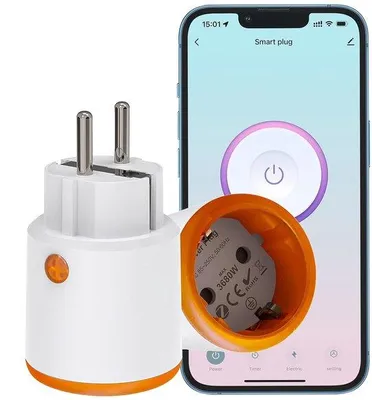 Productafbeelding van ZigBee Smart Socket 16A 3680W, Slimme Stekker met Vermogensmeter, Stemcontrole, Timer, Overspanningsbeveiliging, App Besturing, Compatib