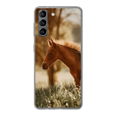 Produktbild von MuchoWow® Handyhülle Schutzhülle Hülle für Samsung Galaxy S21 Pferd - Licht - Wiese Silikon Softcase Handy Hülle - Softcase