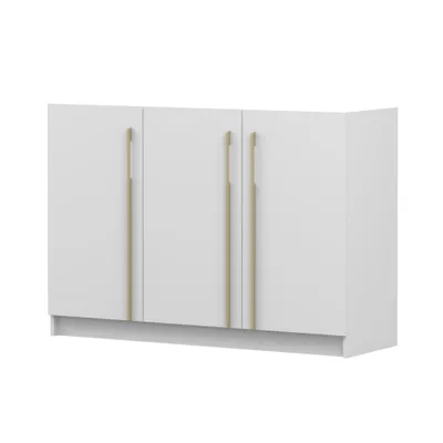 Produktbild von Kommode Sideboard Anrichte Schlafzimmer Highboard 134 cm Weiß mit 3 Drehtüren ROSA 3D