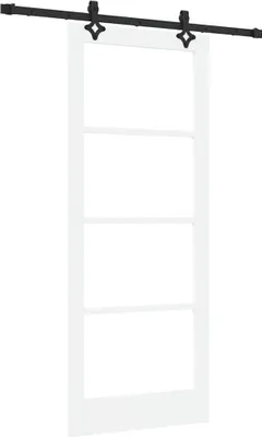 Obrázok produktu pre Posuvné dvere Biela 83 x 202 cm Masívne borovicové drevo a sklo