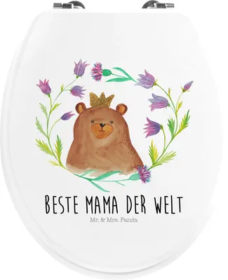Produktbild von Mr. & Mrs. Panda Toilettendeckel Bär Königin - Weiß - Geschenk, klo deckel, WC Sitz, Lieblingsmensch, Mutter, Mom, Klodeckel, Klo-Deckel, Mutti, Mama, Teddy, Muttertag