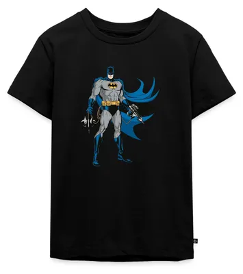 Produktbild von Spreadshirt DC Comics Batman Mit Gadgets Kinder Premium T-Shirt, 110/116 (4 Jahre), Schwarz