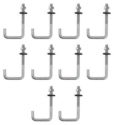Obrázok produktu pre Hák M6x25x75mm, 10 kusov, nerezová oceľ, šesťhranná matica, pre betón