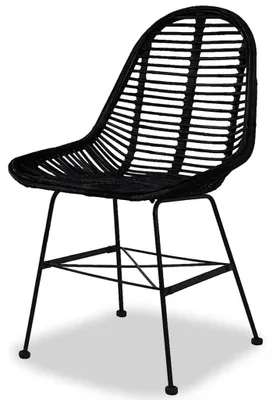 Produktbild von vidaXL Esszimmerstühle 2 Stk. Natur Rattan Schwarz