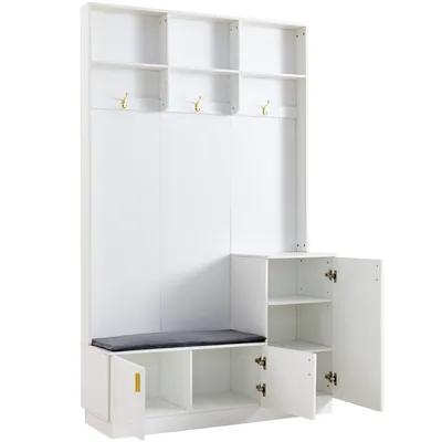 Produktbild von Garderoben-Set mit Sitzfläche, Schuhschrank und Haken, Breite 120 cm