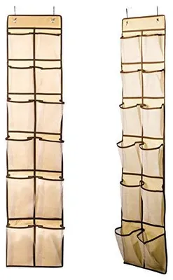 Schuh-Organizer hinter der Tür, 12 Fächer, Beige