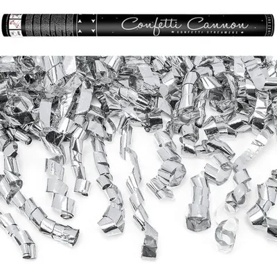 Produktbild von 5 Konfettikanonen Luftschlangen 40 oder 60 cm gold silber metallic Party Hochzeit Geburtstag Silvester Konfetti Kanone