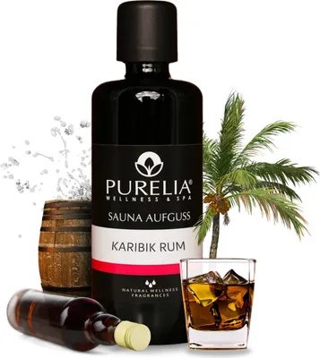 Produktbild von PURELIA Saunaaufguss Konzentrat Karibikrum 100 ml natürlicher Sauna-aufguss - reine ätherische Öle