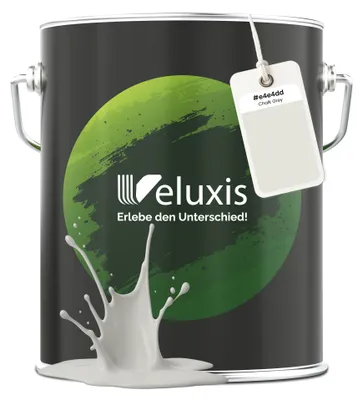 Produktbild von Wandfarbe Hellgrau Grau Creme Matt Innenfarbe – Deckkraft Klasse 1, VOC-frei, Ohne Grundierung, Tropfarm – Wohnzimmer & Schlafzimmer – 5L – Veluxis (Chalk Grey)