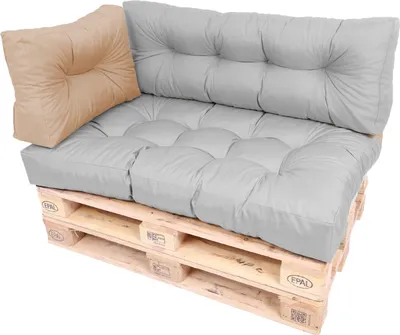 Produktbild von TexDeko Garden Seitenkissen 60x40x20/10cm gesteppt wasserabweisend UV-beständig, Cappuccino